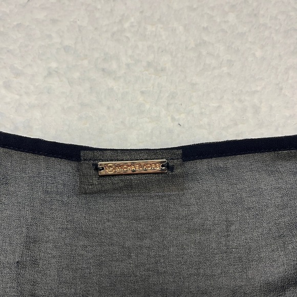 Michael Kors Black Sheer Ruffle Sleeve V Neck Mini Dress Tunic XS - Picture 7 of 10